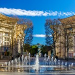 Fountain in Antigone district of Montpellier - France